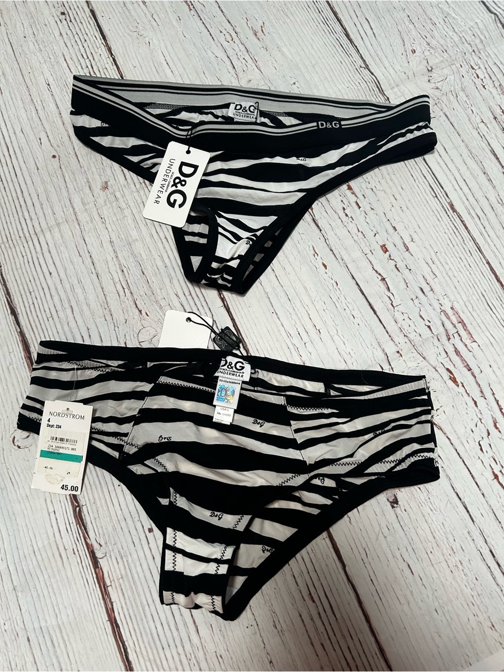 D&G bundle women’s Black and White Striped Bikini Set Sz CL